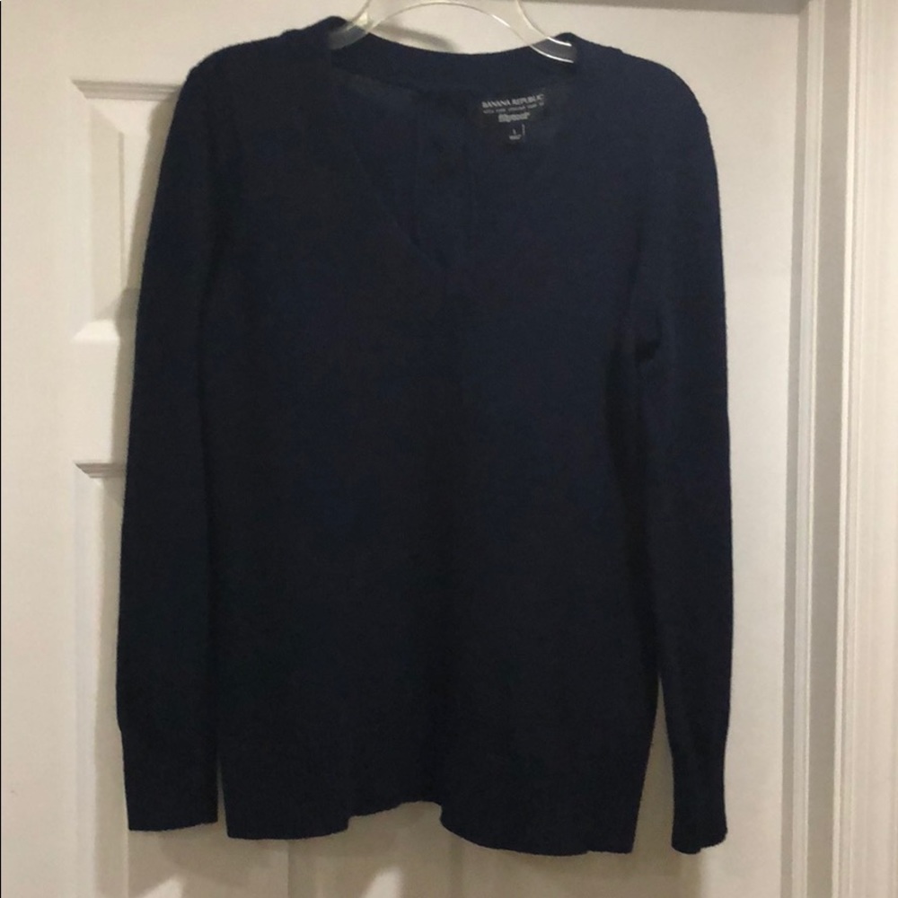 Banana Republic Navy Blue Button Back Sweater